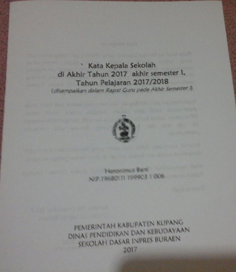 Cover dan buku laporan Kepsek