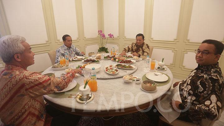 suasana jamuan makan Presiden Jokowi dan 3 capres, Sumber: https://nasional.tempo.co/