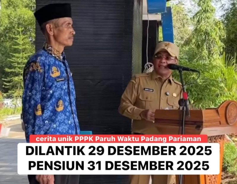Syamsurizal, tenaga pendidik di SDN 11 Enam Lingkuang, dilantik sebagai ASN PPPK Paruh Waktu pada 29 Desember 2025.