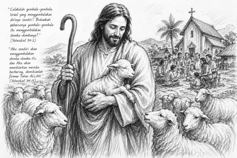 Yesus Kristus Gembala Agung; ilustrasi oleh ChatGPT