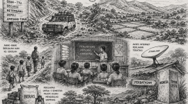 ilustrasi konteks geografis & pendidikan di perbatasan; Gbr CHTGPT