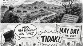Presiden di depan buruh; ilustrasi oleh ChatGPT
