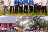 Guru & murid dalam upacara bendera; foto&kolase: WAG SD I Nekmese