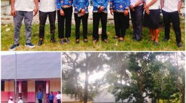 Guru & murid dalam upacara bendera; foto&kolase: WAG SD I Nekmese