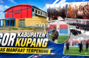 Nampak depan GOR Kabupaten Kupang dan saat peresmian oleh Bupati Kupang Korinus Masneno