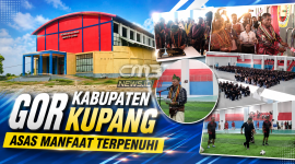 Nampak depan GOR Kabupaten Kupang dan saat peresmian oleh Bupati Kupang Korinus Masneno