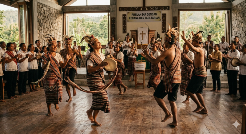 Gambar Ilustrasi oleh AI; Tarian dalam liturgi ibadah