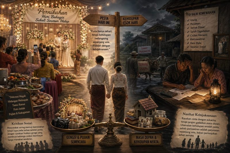 Resepsi pernikahan dan dampaknya, ilustrasi oleh ChatGPT