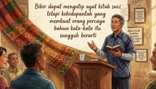 ilustrasi oleh AI: berbicara di depan orang lain; 