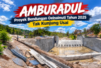 Bendungan Oelnaimuti di Kabupaten Kupang hingga penghujung tahun 2026 belum kunjung selesai.